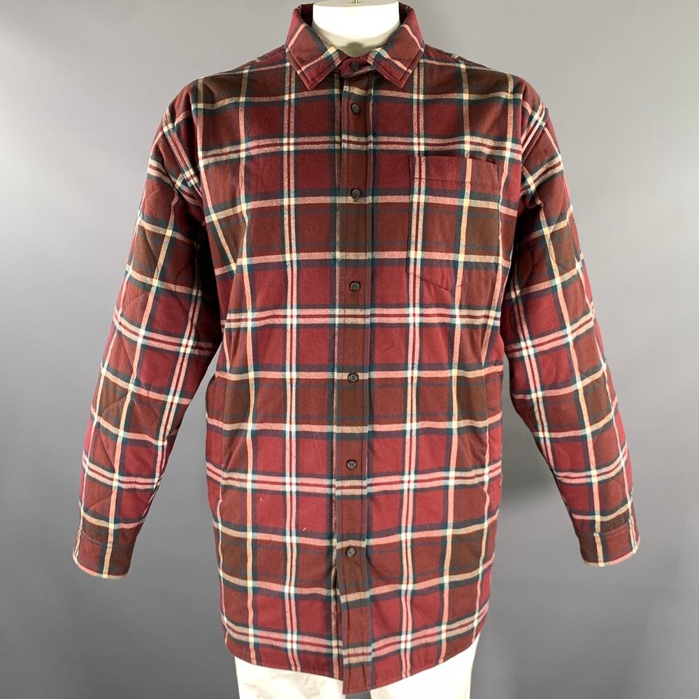 ACNE STUDIOS Size 42 Burgundy Green Beige Plaid Polyester Cotton Jacket